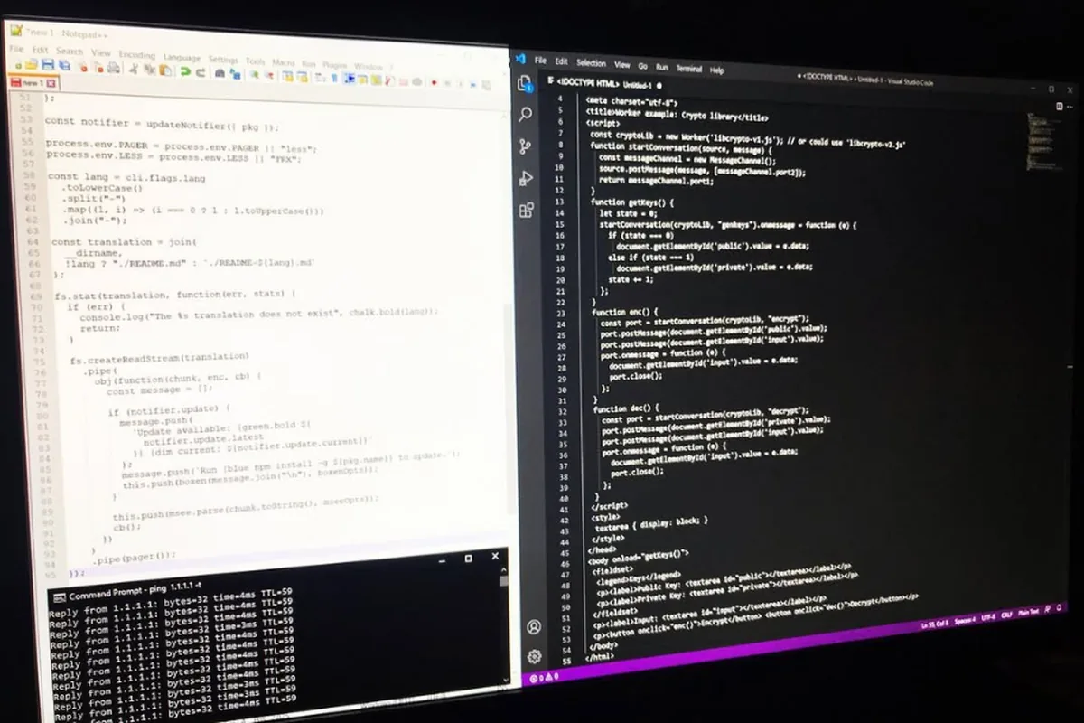 Code and configuration on screen at a MyEvent Labs workstation