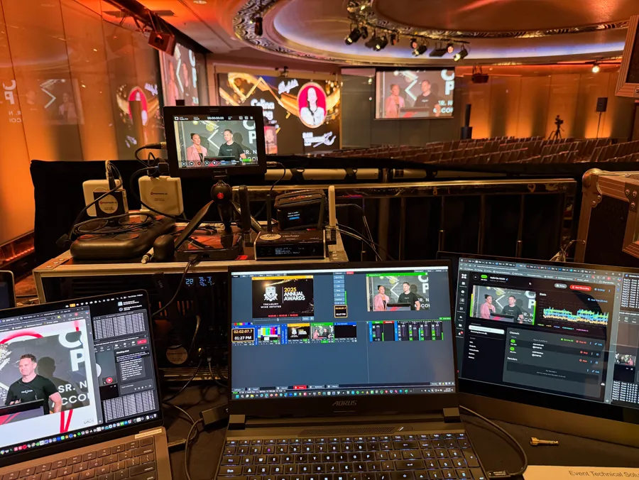 Live event production control position with streaming, video switching, monitoring, and audience engagement systems
