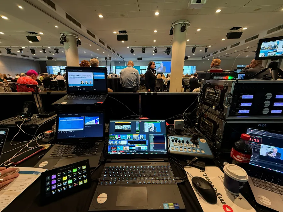 Production control room set up for a live event