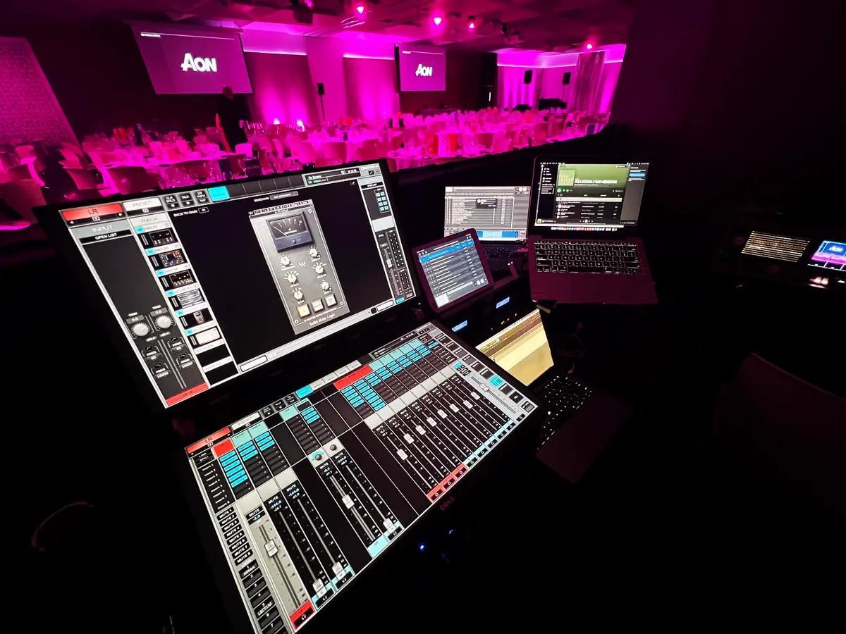 A gala dinner running from a live audio console