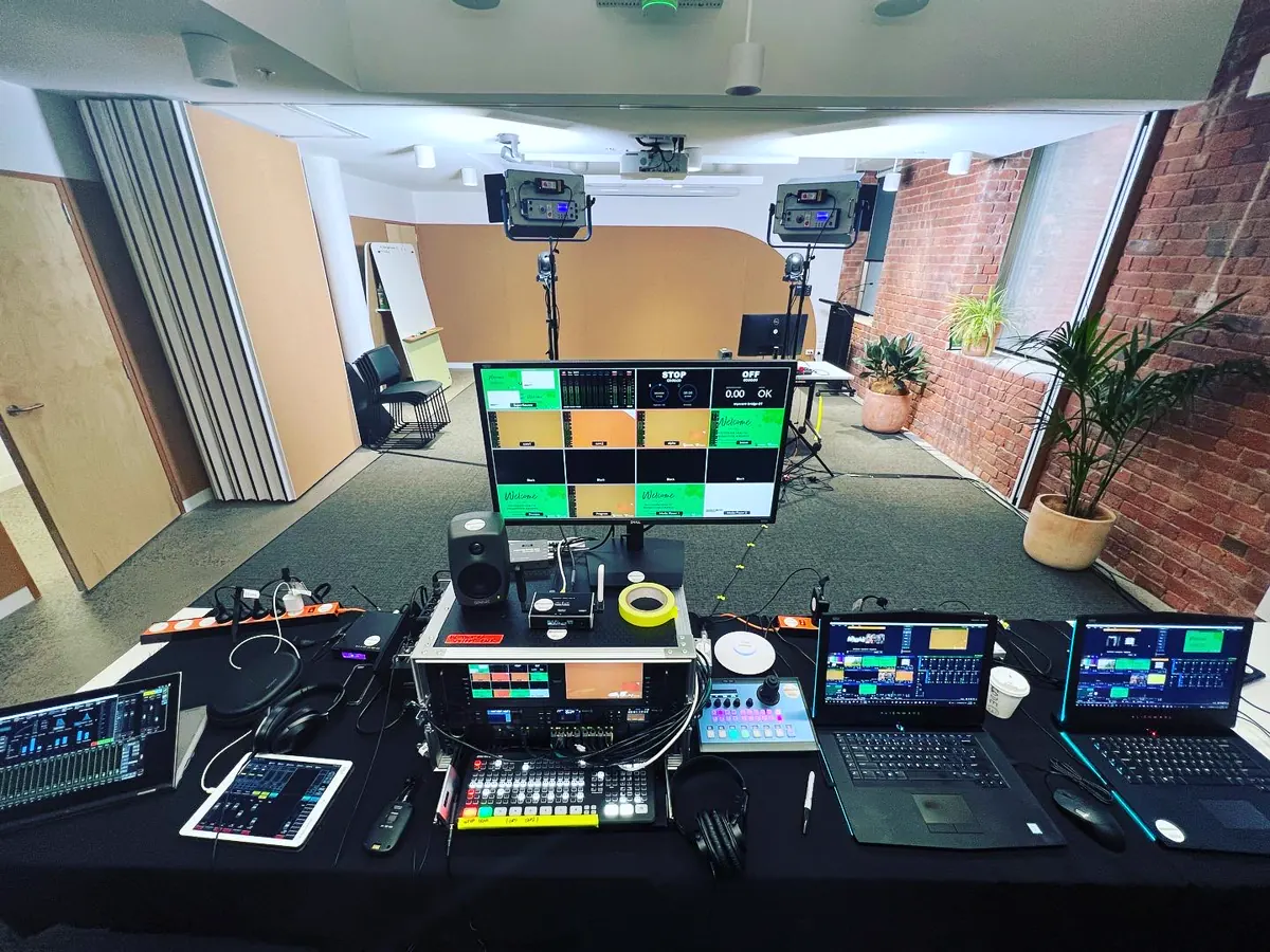A hybrid event control room with PTZ cameras and multiview
